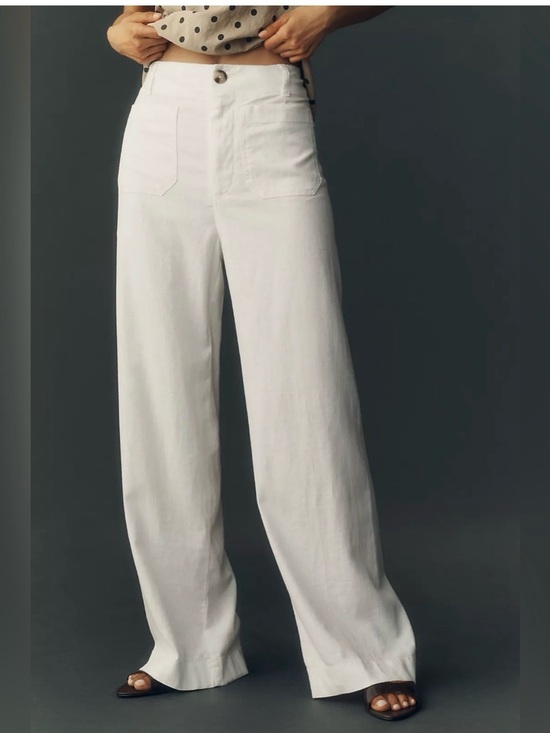 Anthropologie Pants - NWT Anthropologie Maeve Colette Linen Stretch Full Length Wide Leg Pants White